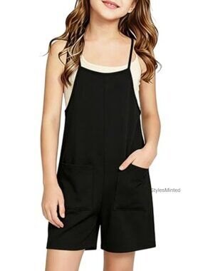 Girls Casual Jumpsuit with Pockets Sleeveless Romper Summer Outfit 5-14 Years